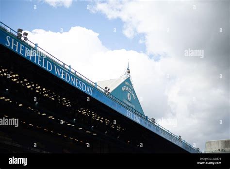 A view of the Sheffield Wednesday clock face inside Hillsborough Stadium, Home Stadium of ...