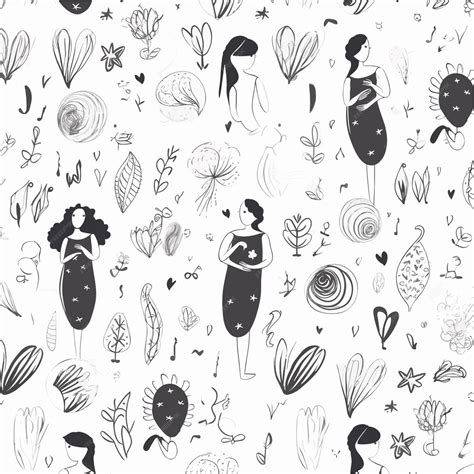 Premium Vector A Pattern Of Women And Flowers