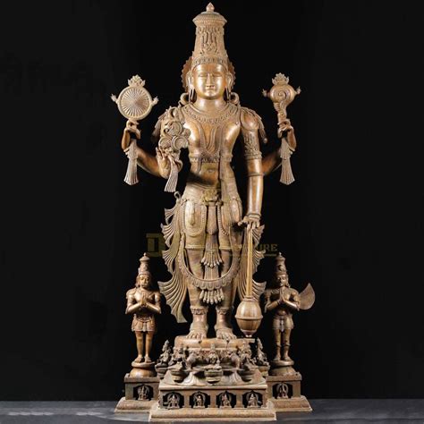 Lord Vishnu Laxmi Brass Statue D&Z sculpture