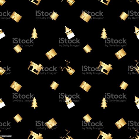 Sharp Cornered Christmas Object Pattern Created In Gold Gradient