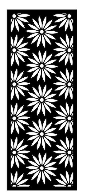 Un Panneau Noir Et Blanc Avec Un Motif De Fleurs Blanches Vecteur