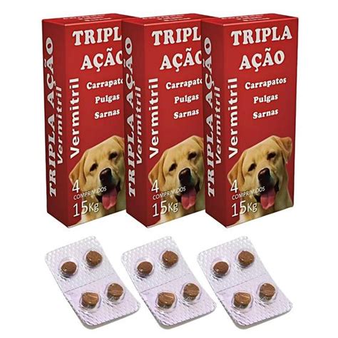 Remédio Pulga E Carrapato - Anti Pulga Carrapato Verme e Sarna para Cães de até 15kg Com 12 ...