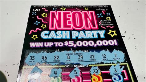 ANOTHER SHOT OF THE BRAND NEW 20 NEON CASH PARTY CALIFORNIA LOTTERY