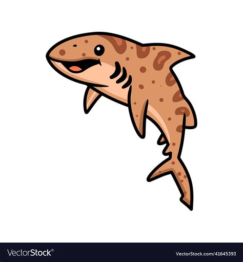 Cute tiger shark cartoon swimming Royalty Free Vector Image