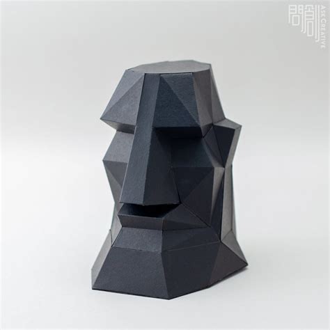 Zen Moai Papercraft Diy Low Poly Sculpture Pdf Etsy Australia