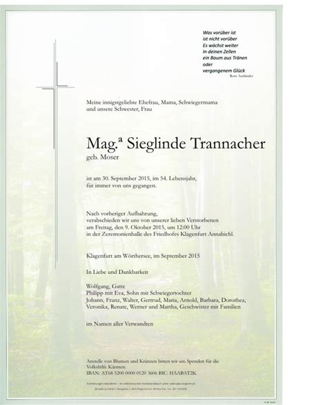 Parte für Mag Sieglinde Trannacher pax requiem