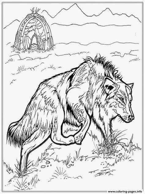 Realistic Wolf Coloring page Printable