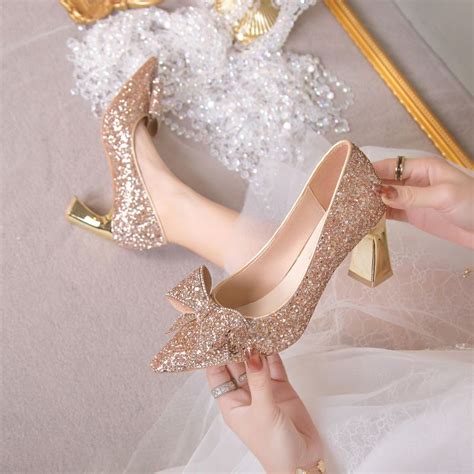 Jual Thick Heel Wedding Shoes Female Bow Pregnant Women Not Tired By