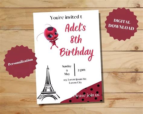 Miraculous Ladybug Themed Birthday Invitation Is Being Customized