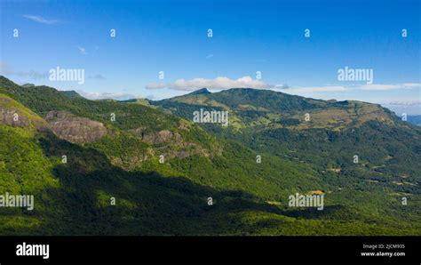 Tropical mountain range and mountain slopes with rainforest. Sri Lanka ...