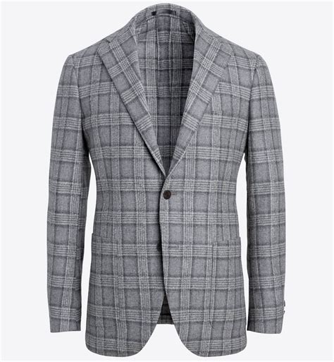 Bedford Light Grey Plaid Wool Blend Jacket Custom Fit Tailored Clothing