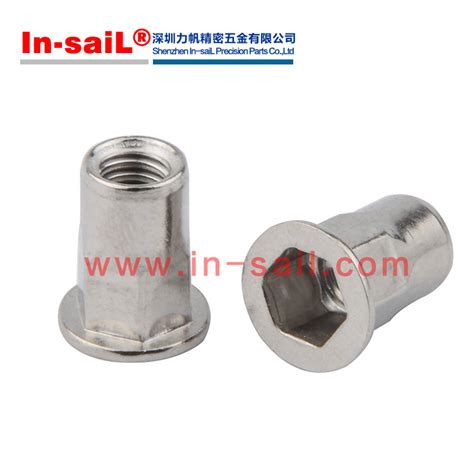 Blind Rivet Nuts Stainless Steel Flat Head Semi Hexagonal Open