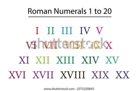 Roman Numbers Chart 1 20 Vector Stock Vector (Royalty Free) 2371220845 | Shutterstock