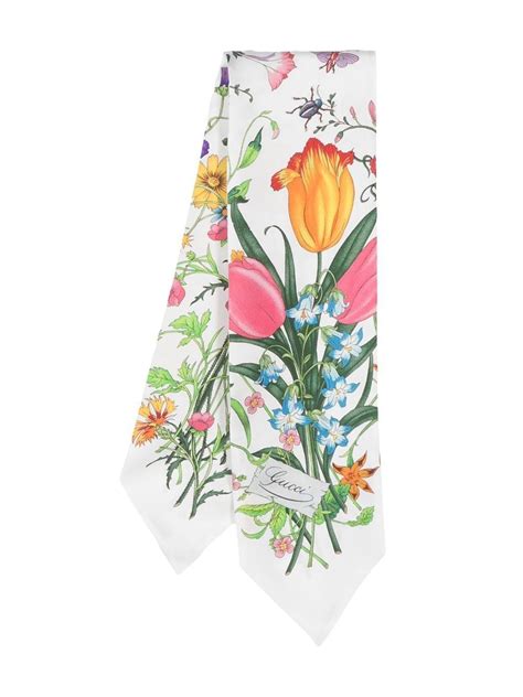 Gucci Floral Print Silk Scarf Farfetch