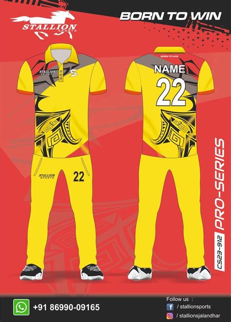 Stallion Polyester Sublimation Cricket Set Yellow At Rs Piece In