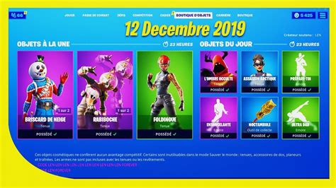 Boutique Fortnite Du Decembre Item Shop December