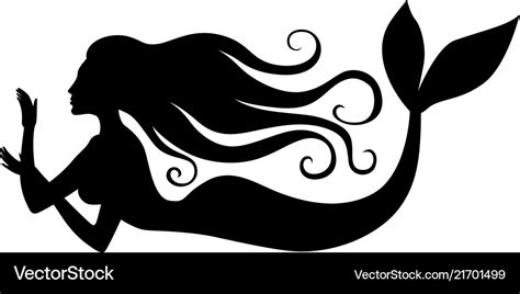 Silhouette of mermaid Royalty Free Vector Image