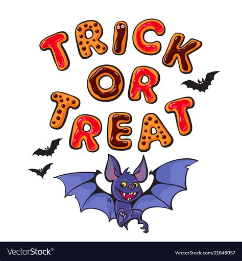 Trick Or Treat Letters In Shape Of Halloween Vector Image