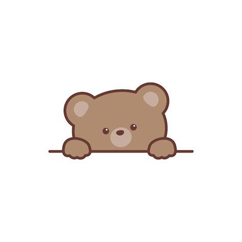 Cute Brown Bear Peeking Vector Illustration