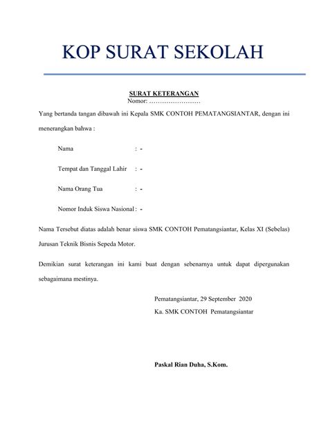 Contoh Surat Perjanjian Siswa 9