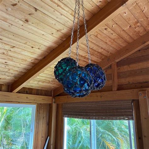 Glass Fishing Float Light Fixture Chandelier With 7 Floats Etsy