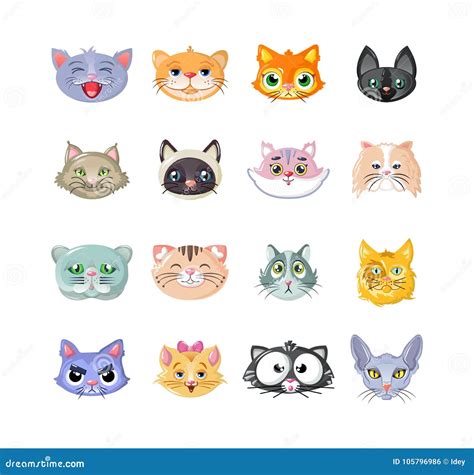 Sistema De Las Etiquetas Engomadas Iconos Caracteres Gatos