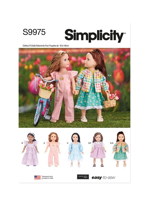 Simplicity 9975 18 Doll Clothes By Elaine Heigl Designs