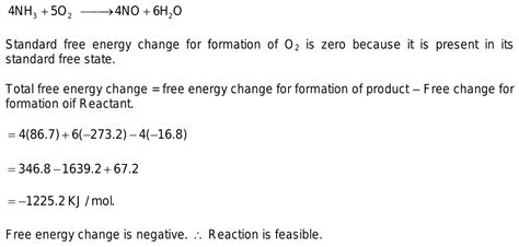 31 Calculate The Standard Free Energy Change For The Reaction 4 Nh3 G