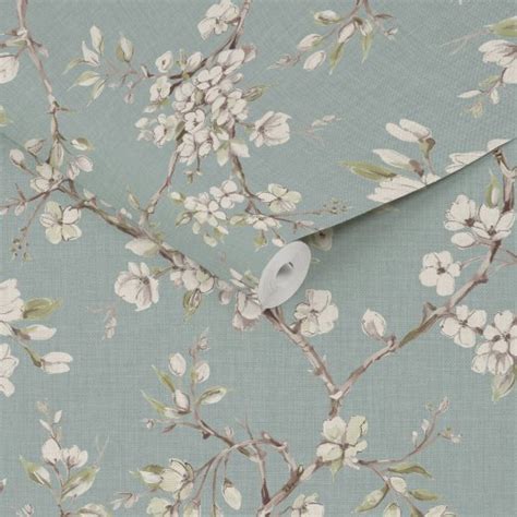 Next Wisteria Trails Duck Egg Wallpaper