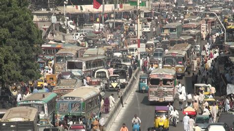 Busy Traffic In Colorful Street In Karachi Pakistan Stock Video