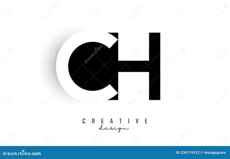 Logotipo De Letters Ch Con Diseño De Espacio Negativo En Blanco Y Negro Letras C Y H Con