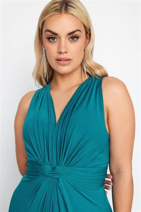 Yours London Plus Size Green Knot Front Maxi Dress Yours Clothing