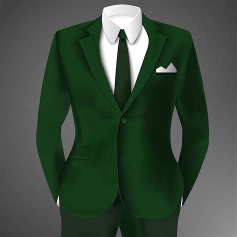 Traje Verde De Negocios Realista Con Corbata Y Camisa Blanca Vector