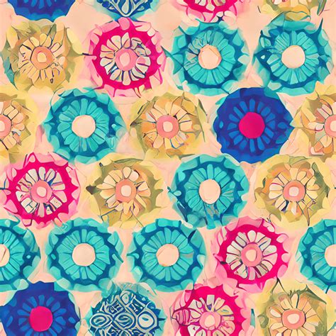 Nordic Colorful Layered Circle Flowers Pattern Creative Fabrica