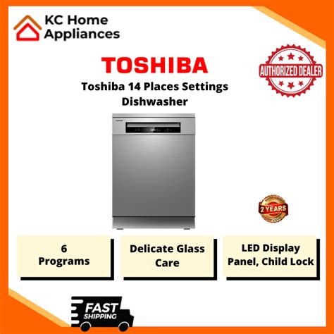 Toshiba Free Standing 14 Places Settings Dishwasher 1760W Off Peak