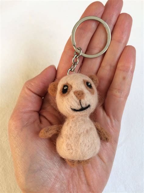 Needle Felted Animal Key Ring Bear Key Chain Needle Felting Etsy Uk