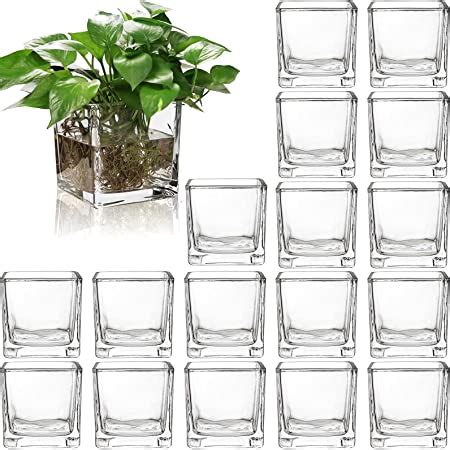 Amazon 4 Pieces Cube Glass Vase Square Glass Cube Vase 6 X 6 X 6