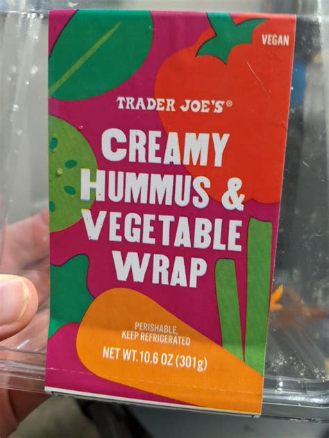 Trader Joe S Creamy Hummus And Vegetable Wrap Highly Recommend It Was