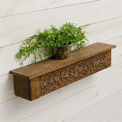 Carved Wood Wall Shelf Antique Farmhouse