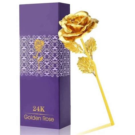 Artificial 24K Gold Rose Flower For Valentine S Day Gift 10 Inch 25