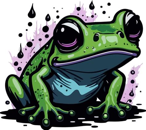 Une Grenouille De Bande Dessinée Avec Un Fond Violet Et Violet