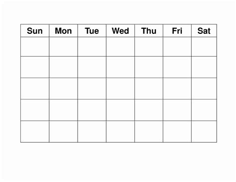 Blank Fillable Monday Through Friday Schedule Example Calendar Printable