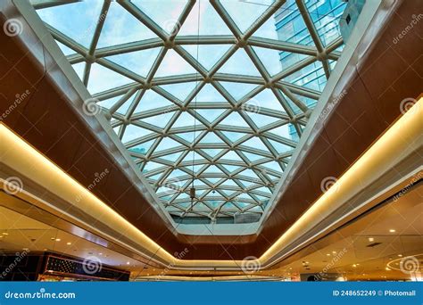 Modern Commercial Building Roof Structure Construction Stock Image