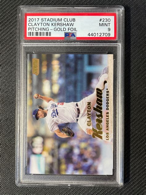 2017 Topps Stadium Club 230 Clayton Kershaw Gold Foil PSA 9 MINT Pop 1