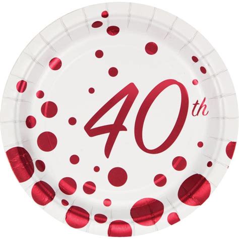 Sparkle And Shine Ruby 40th Anniversary Foil 7 Inch Plates Party At