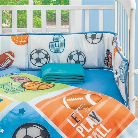 Baby Sports Multicolor Boys Crib Bedding Set with Throw Blanket ...