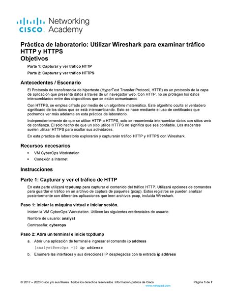 Lab Using Wireshark To Examine And Https Traffic