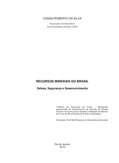 Pdf Recursos Minerais Do Brasil Rigeo Cprm Gov Brrigeo Cprm Gov Br