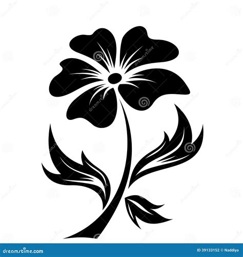 Zwart Silhouet Van Bloem Vectorillustratie Vector Illustratie