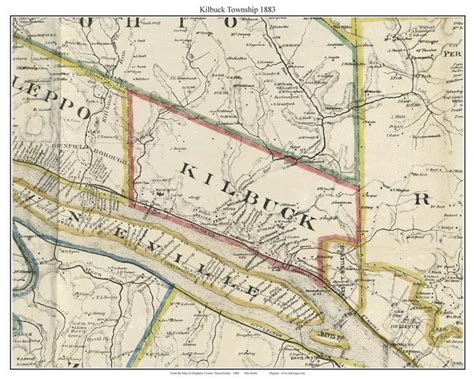 Kilbuck Township Pennsylvania 1883 Old Town Map Custom Print